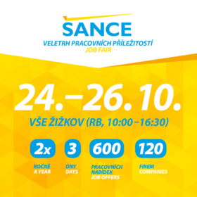 Zveme Vás na tradiční veletrh pracovních příležitostí ŠANCE – 24.-26. 10. 2023 v Rajské budově!