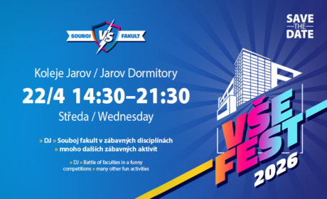 VŠEfest 2026 se blíží. Ve středu 22. dubna ožije Jarov hudbou, soutěžemi i Soubojem fakult.