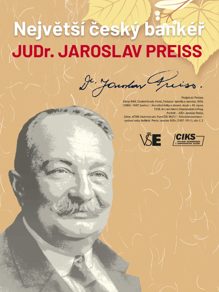 Pozvánka na vernisáž výstavy Největší český bankéř – JUDr. Jaroslav Preiss